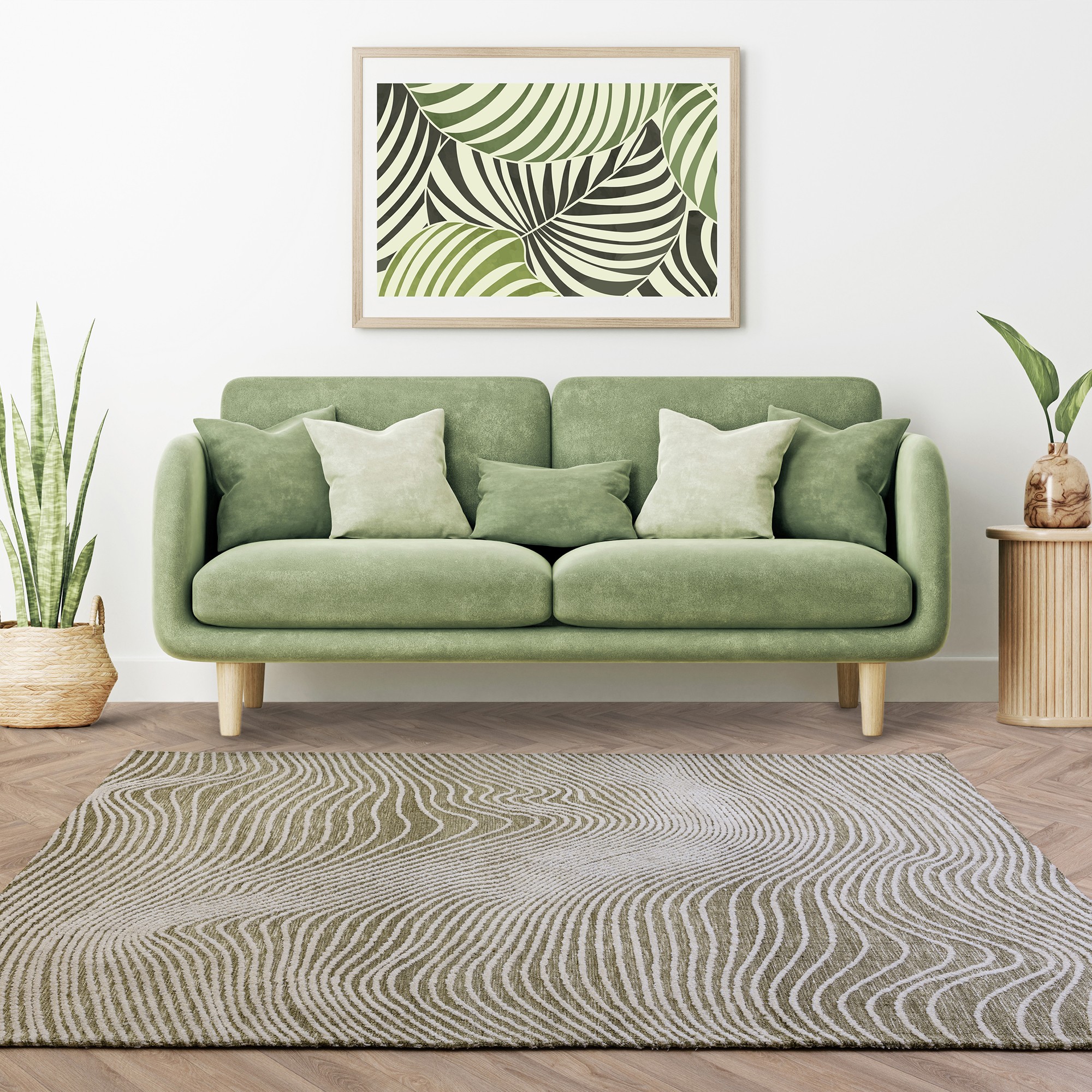 Mason Magnitude Modern Abstract Rugs In Sage Green